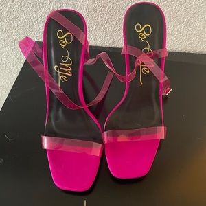 Hot Pink heels with pink plastic straps